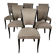 Art Deco Chairs in Black Lacquer & Grey Alcantara, France, 1930s, Set of 6
