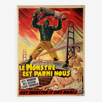 Affiche cinéma originale "La Créature est parmi nous" Horreur 1956