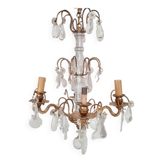 Chandelier with glass flower pendants from the beginning of the last century