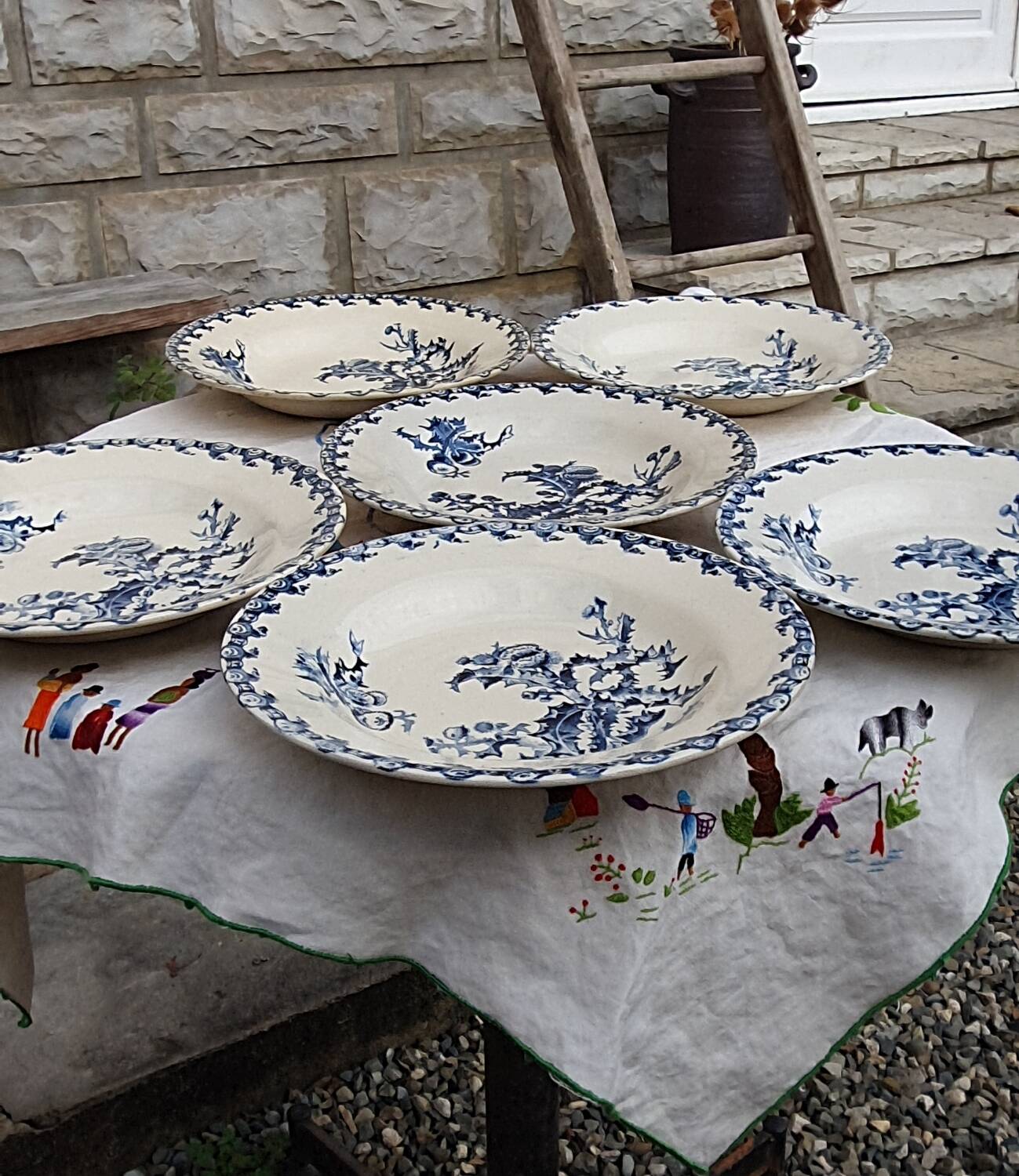 6 deep plates from Gien Chardon series