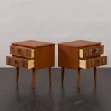 Mid-century teak bedside tables with rosewood inlays, Denmark 1960s