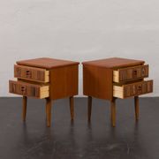 Mid-century teak bedside tables with rosewood inlays, Denmark 1960s