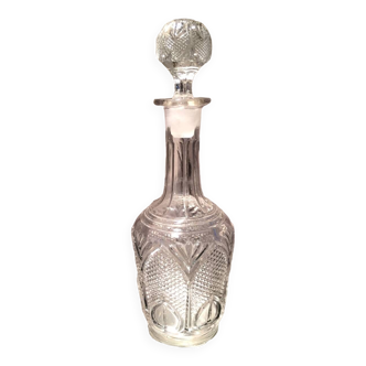 Pressed glass liqueur carafe molded table art