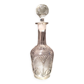 Pressed glass liqueur carafe molded table art