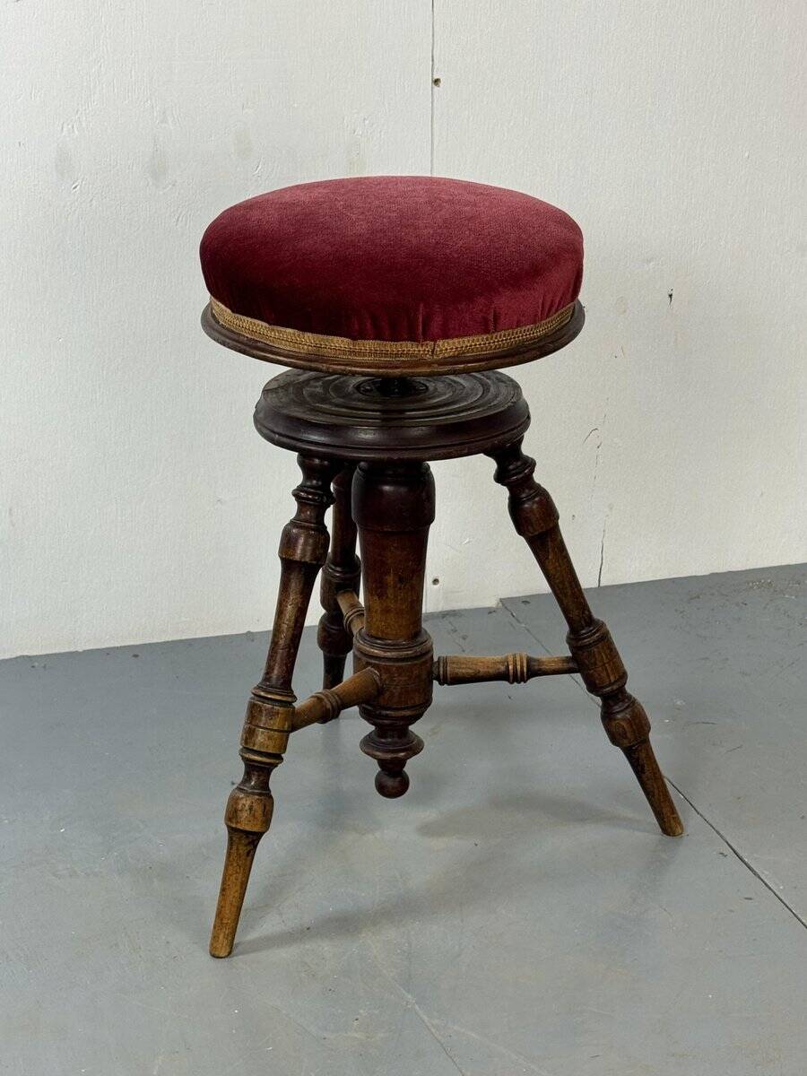 Antique Victorian adjustable stool in walnut, 1900s