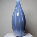 Vintage pear-shaped vase in smoked glass, lined with opaline, Murano bubble glass.