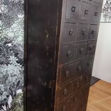 Multi-drawer cabinet with antique patina