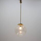 Design Midcentury Brass and bubble glass Pendant, 1980s