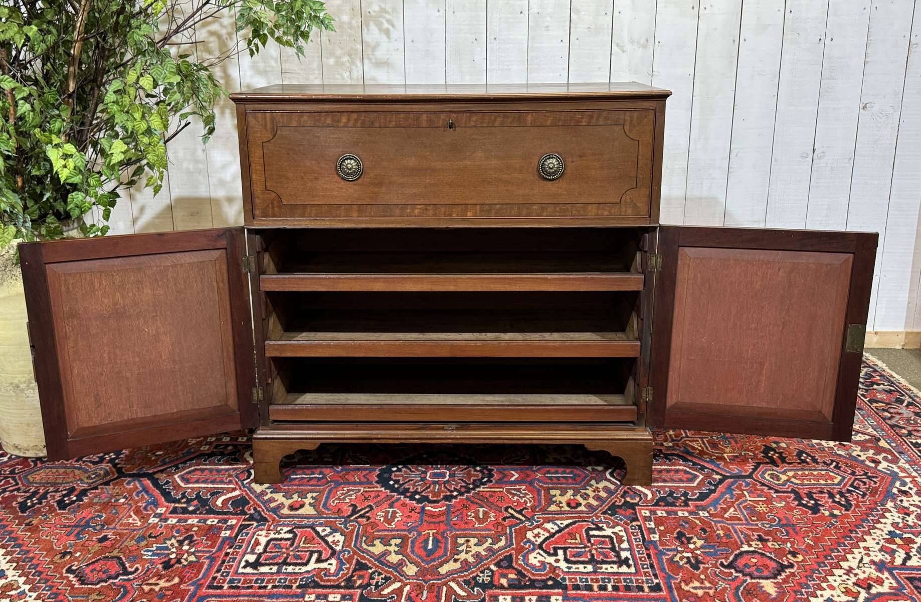 Commode secrétaire anglaise 19ème en acajou