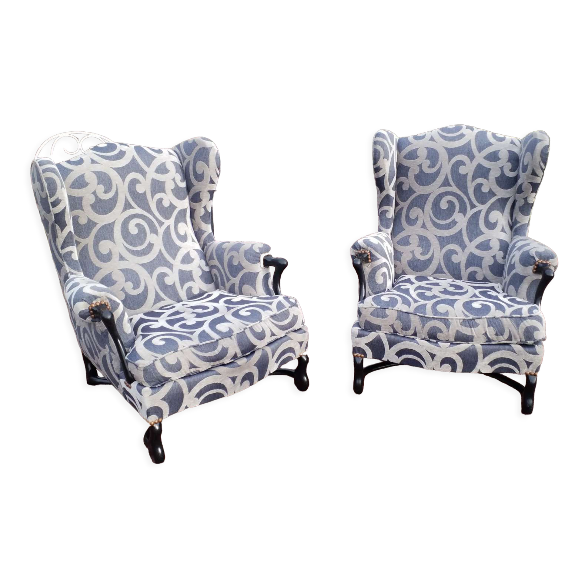 Pair of armchairs with ears