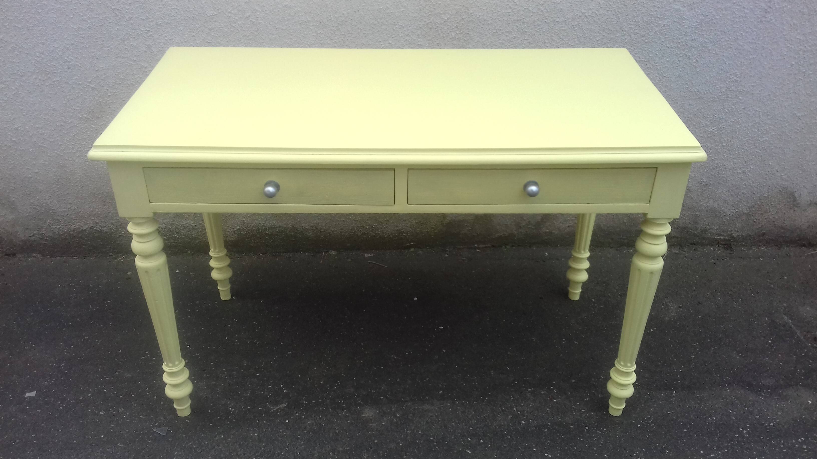 Beautiful 4-person table/or straw yellow desk 1940