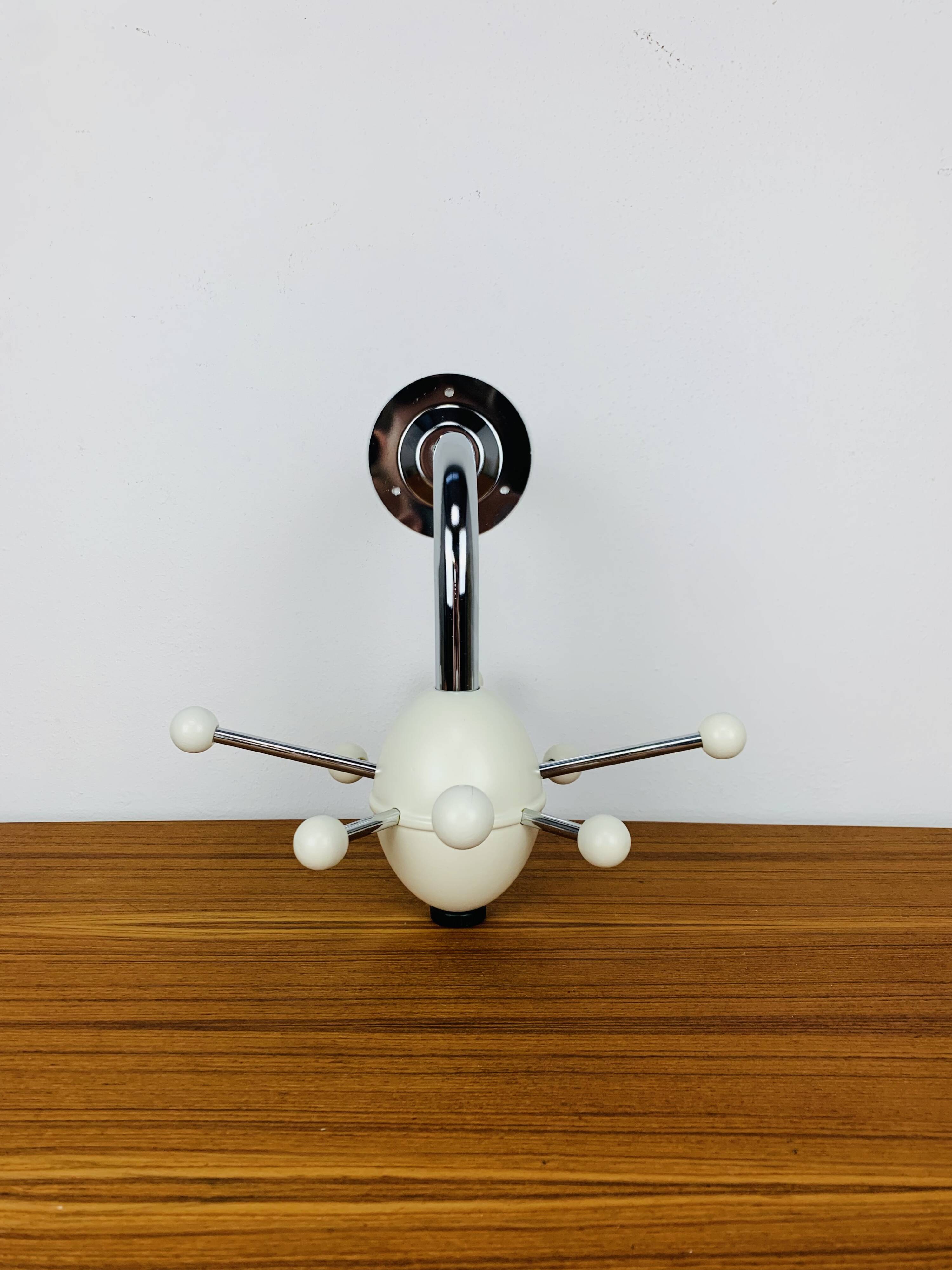Sputnik wall coat rack, white and chrome, vintage