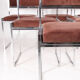 Suite de 6 chaises en acier chromé et velours marron circa 1970