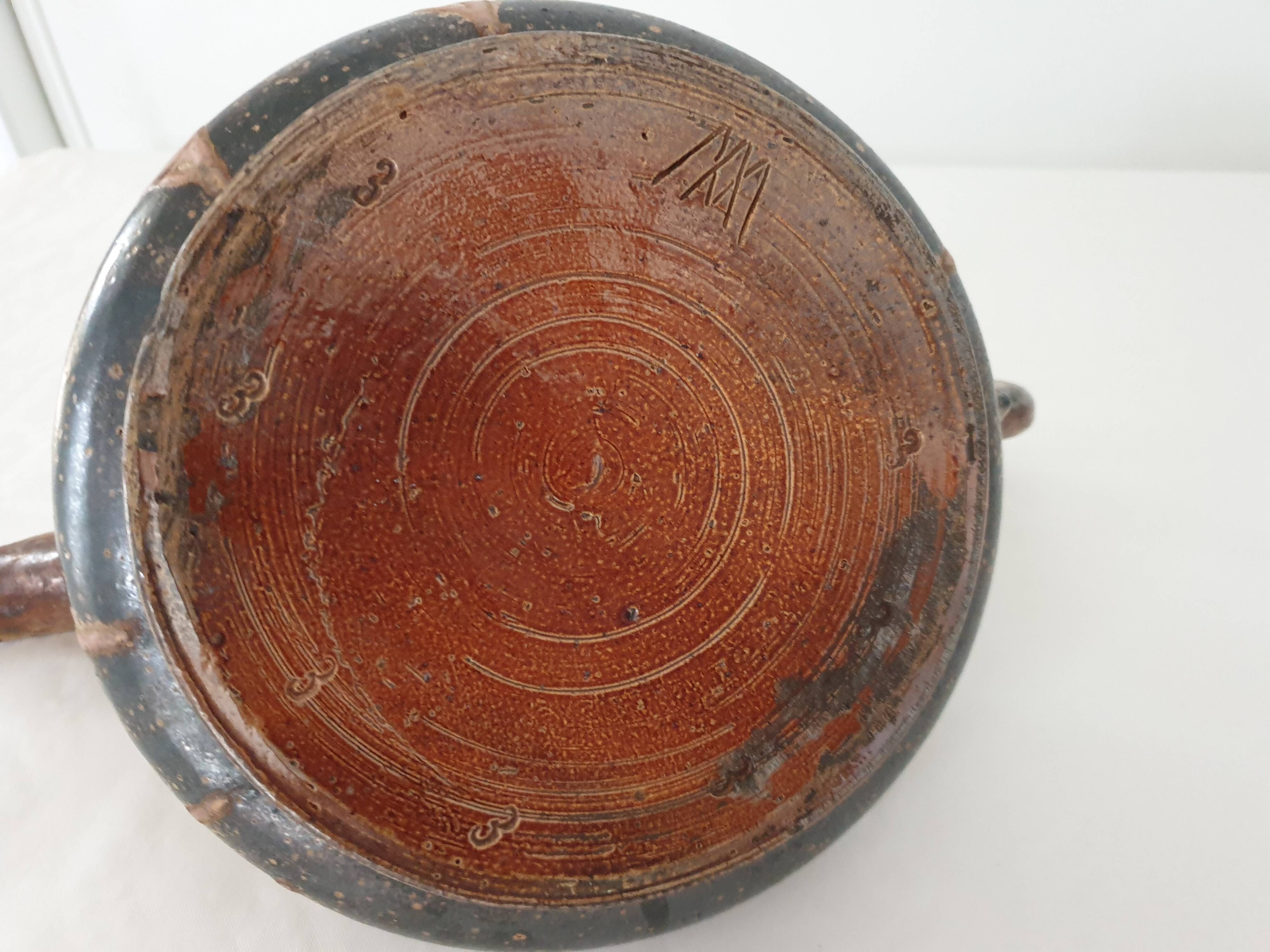 Théière en terre cuite émaillée Art DÉco signée Marcellus Aubry, années 1930