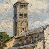 Ancien Tableau Eglise de Chapaize (Saône-et-Loire) Maréchal ferrant HSP signé