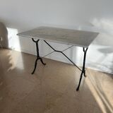 White marble bistro table, cast iron legs