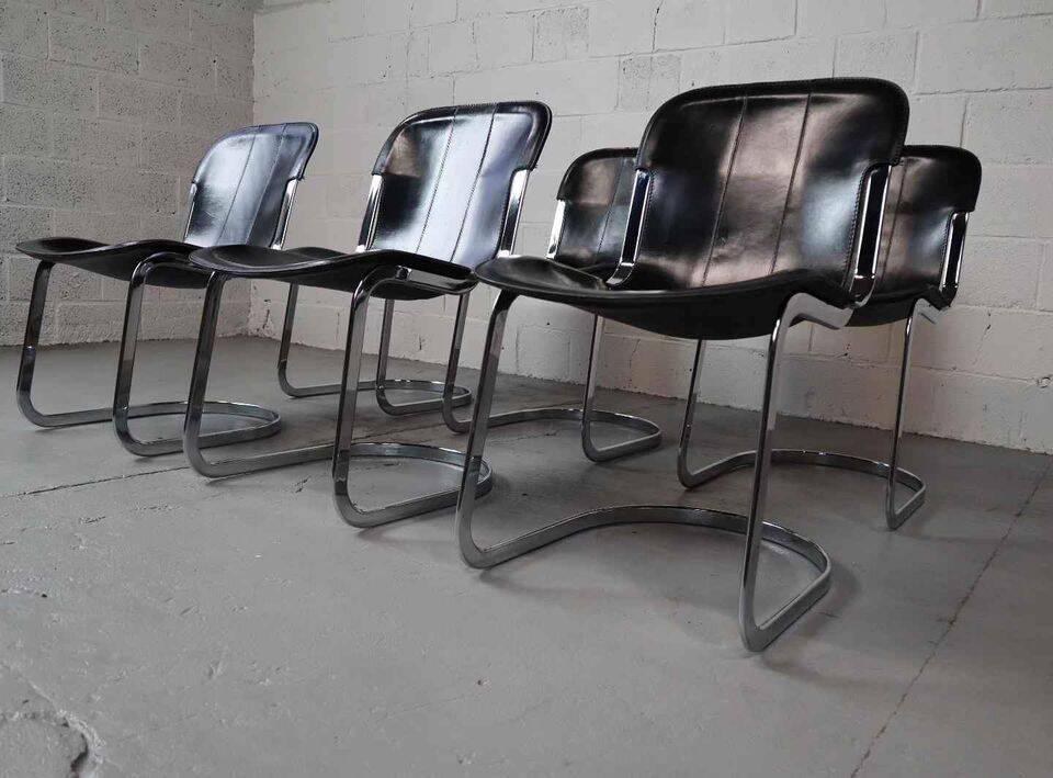 Ensemble de six chaises à repas de Willy Rizzo pour Cidue, Italie 1970