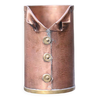 Copper pen holder signed Jean-Paul Thevenot, office storage holder, storage pot