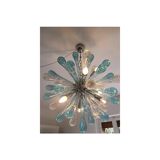 Murano Glass Light Blue and Clear Sputnik Italian Chandelier