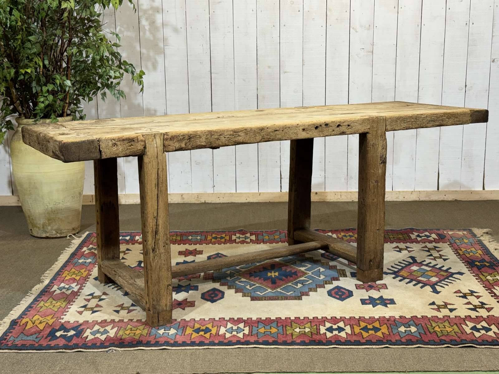 Console - raw oak carpenter's table from the 1930s