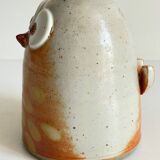 Vintage enameled stoneware owl money box