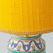 Granada Albarello Ceramic Table Lamp, Hand-Painted, New Silk Shade