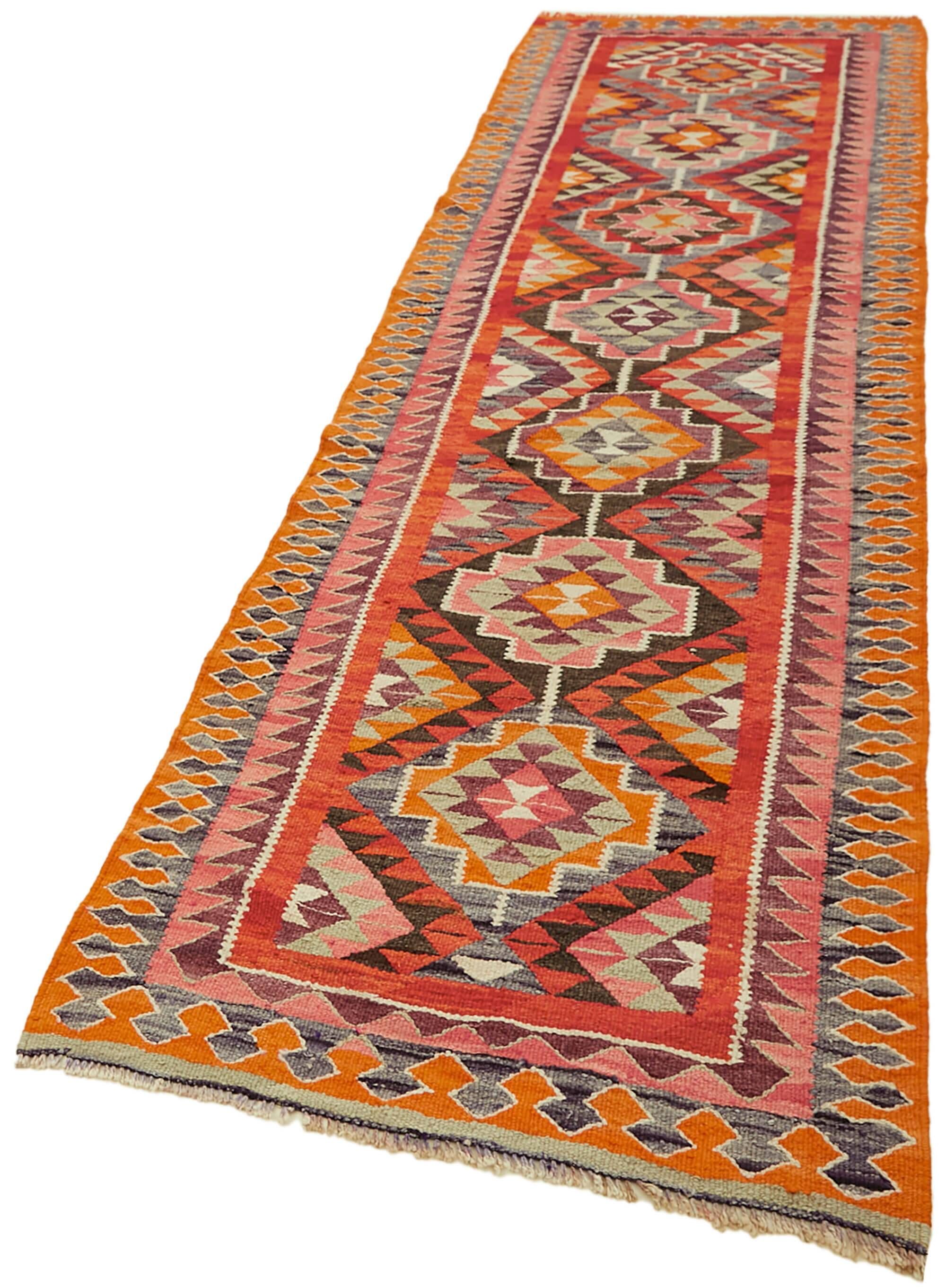 Turkish Handwoven Vintage Herki Kilim 105 cm x 336 cm