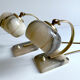 Pair of vintage art deco lamps, albatre marble brass, 30 years