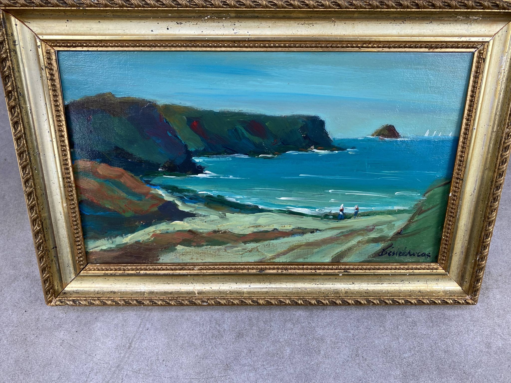 Marine painting by Désiré-Lucas, early 20th century, oil on canvas.