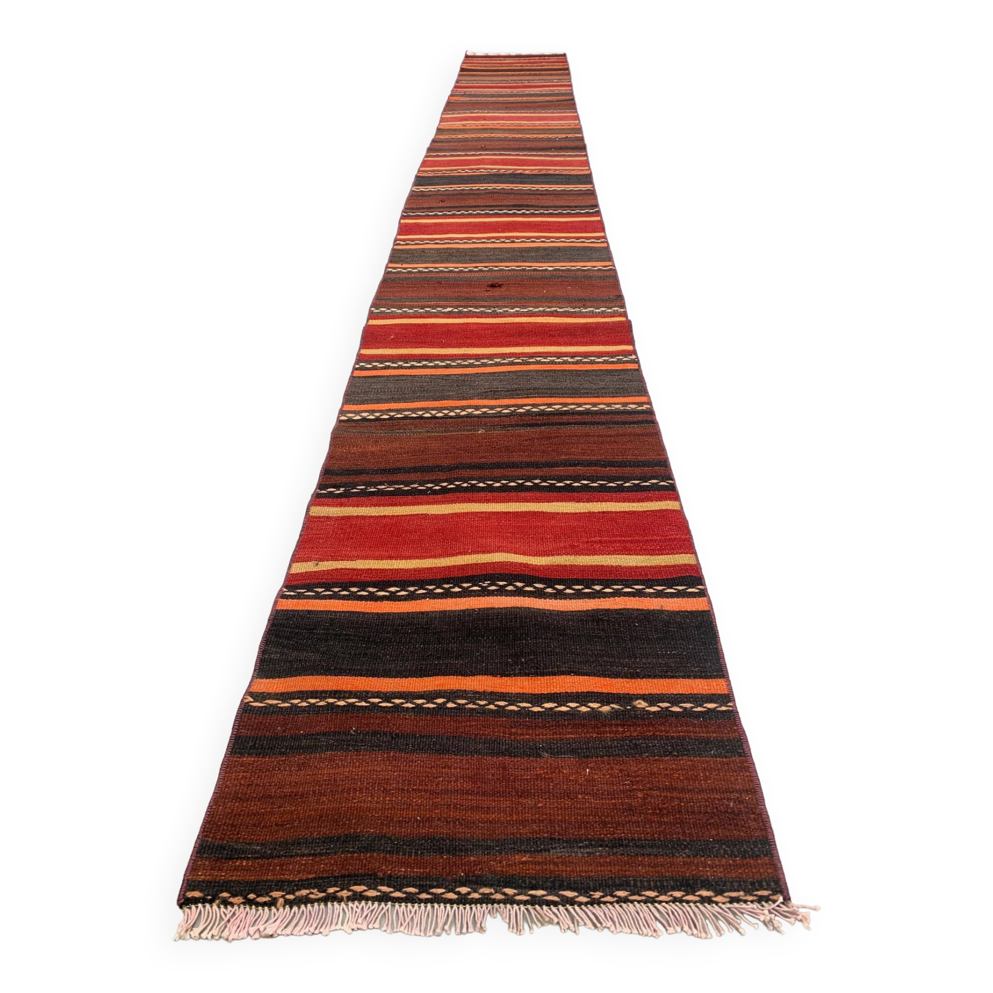 Old Turkish narrow Kilim Runner 421X53 cm shabby chic, vintage kelim