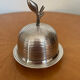 Antique silver metal butter dish