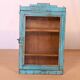 Ancienne vitrine murale art déco en teck birman patine bleue d’origine
