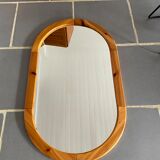 Oval mirror in vintage pine, 100x60 cm