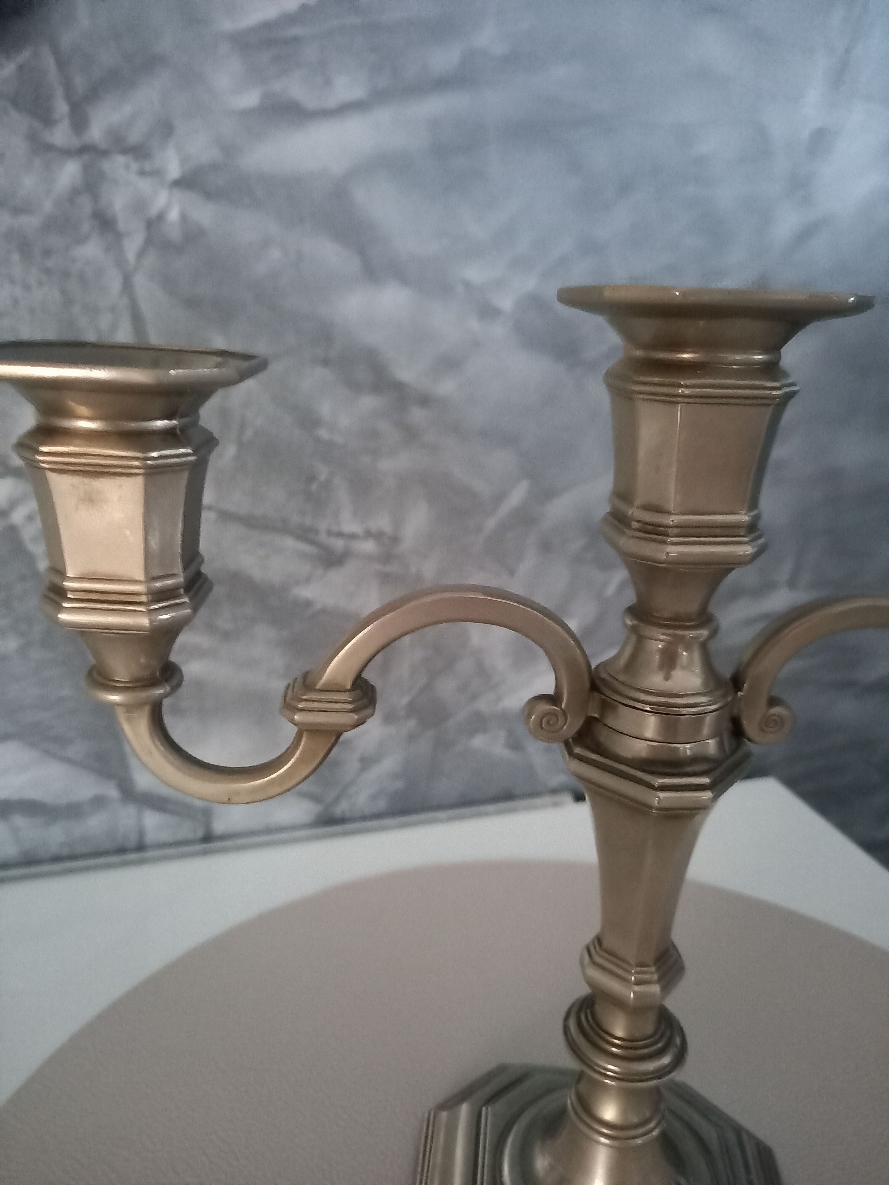 Pair of silver metal candlesticks