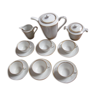 Antique coffee service, white and gold, Limoges, 1940