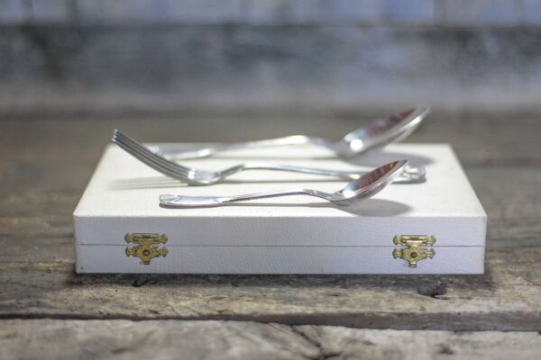 Coffret couverts métal argenté Ercuis, set de couverts, argenterie