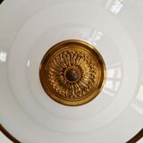 Mid-century ceiling light in brass and white opaline, 1950s