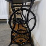 industrial cast iron and marble console table