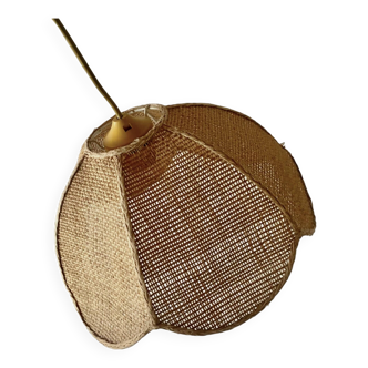 Vintage braided rope pendant light - flower-shaped lampshade