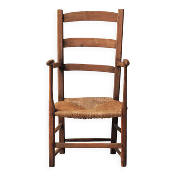 Wood and straw armchair, Popular Art, Auvergne, around 1900