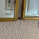 Miroir vintage 1900 triptyque barbier laiton ciselé - 27 x 58 cm