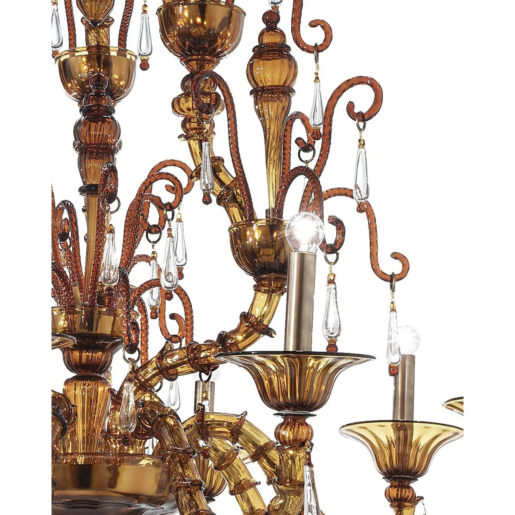 Imperial Venetian Modern Brown "Ca' Rezzonico" With Curls Murano Glass Chan