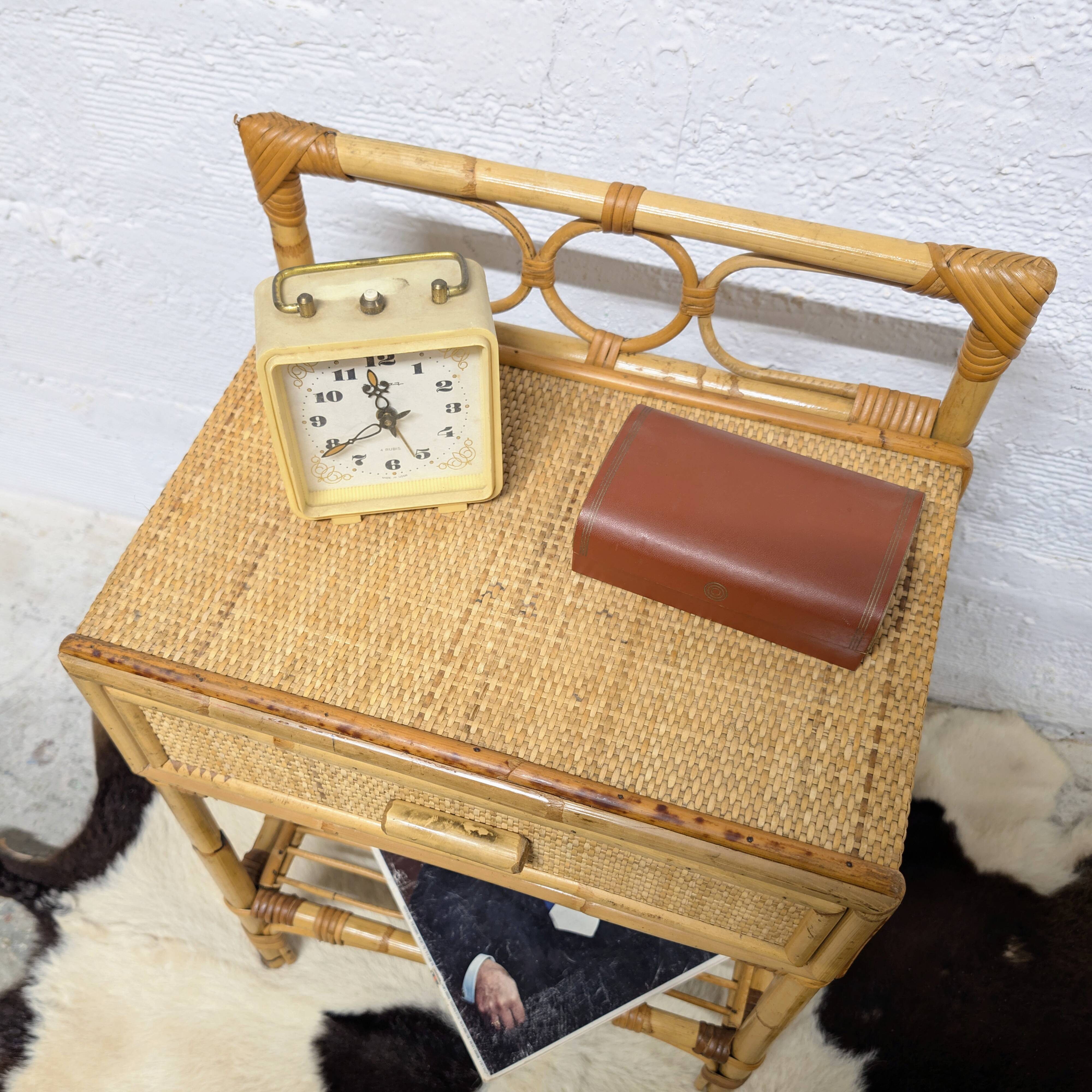 Rattan bedside table