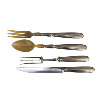 Silverplated carving and salad set