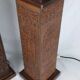 Pair of Kaiser Leuchten Totem Lamps in Vintage Aztec Inca or Mayan Leather