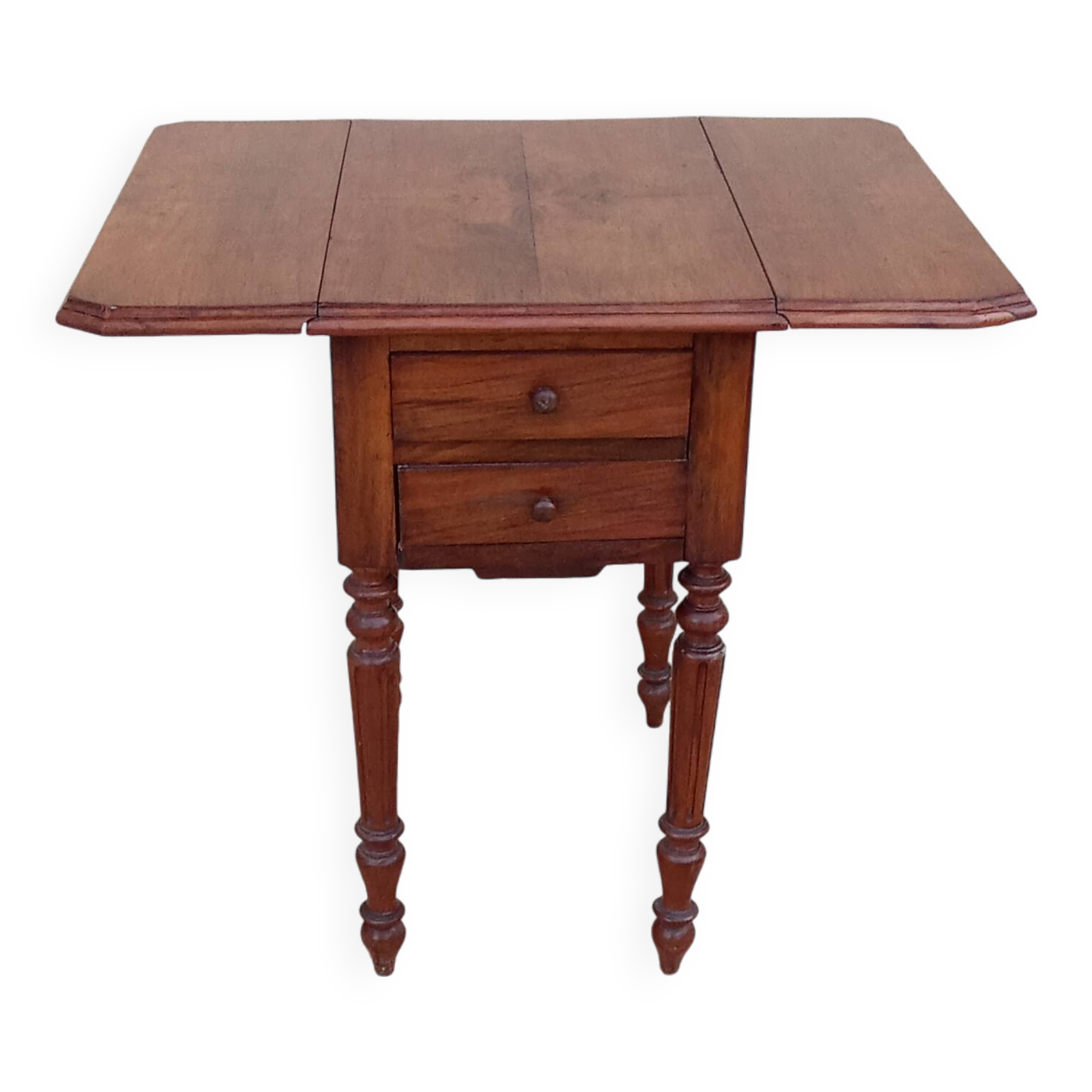 Antique small drop-leaf table from the 19th century.