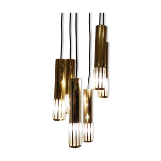 Vintage brass cascading chandelier, 1970s