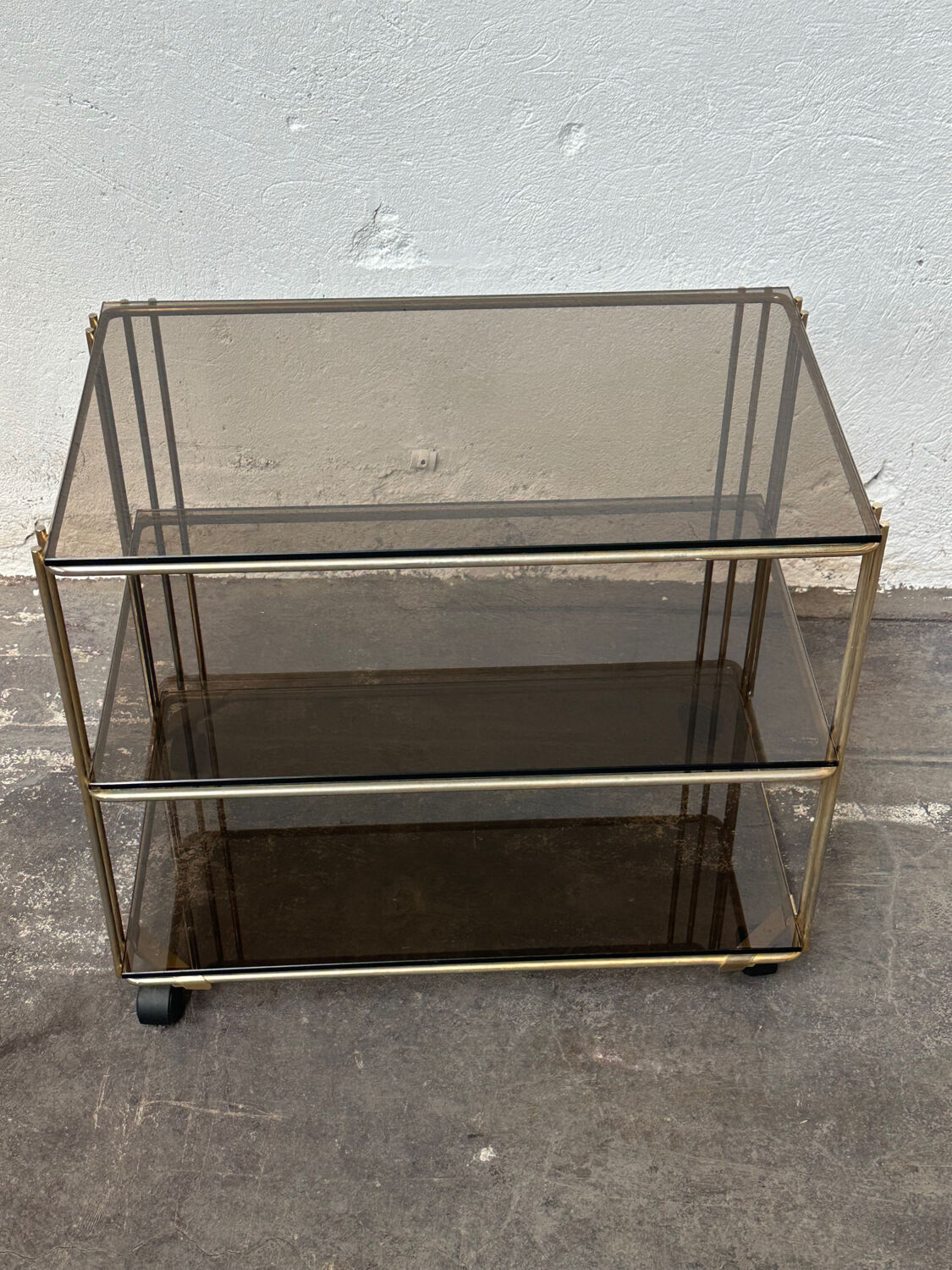 Gold-plated metal serving cart