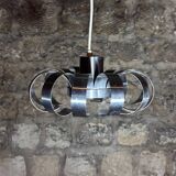Brushed aluminum pendant light from the 1970s