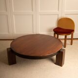 Circular tripod coffee table in oak - 70s